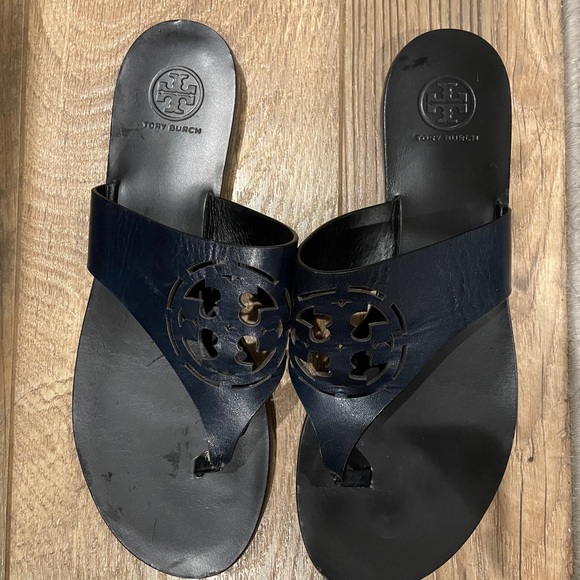 Tory Burch Black Leather Sandals - Picture 10 of 14